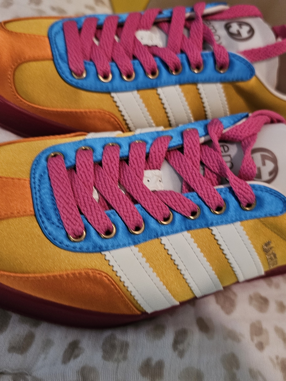 Gucci X Adidas Women's Multicolor Pink Blue Yellow Athletic Sneakers
